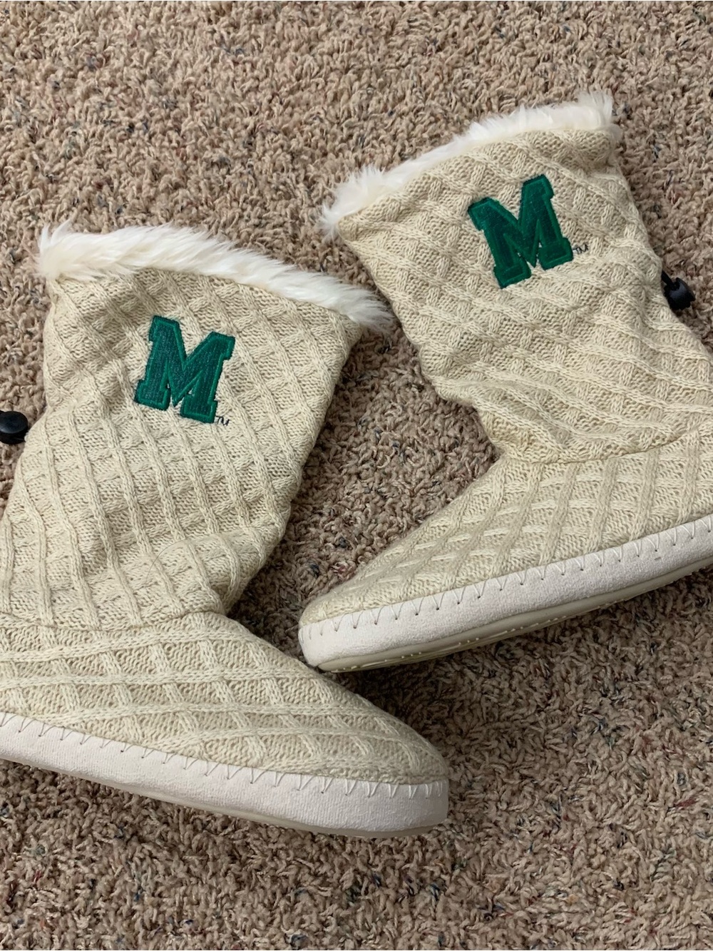 NEW Quilted Marshall “M” Cozy Slipper Boot